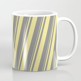 [ Thumbnail: Tan and Gray Colored Lines Pattern Coffee Mug ]