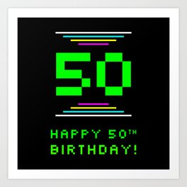 [ Thumbnail: 50th Birthday - Nerdy Geeky Pixelated 8-Bit Computing Graphics Inspired Look Art Print ]