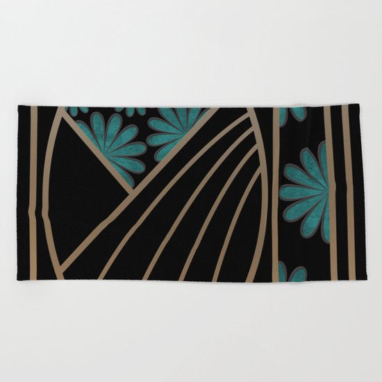 ART DECO FLOWERS (abstract) Beach Towel