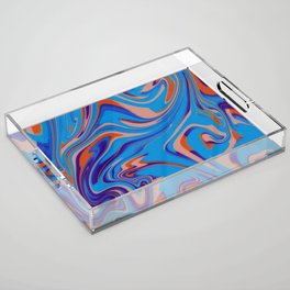 Blue Wavy Grunge Acrylic Tray