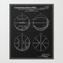 Basketball Patent - Black Canvas Print