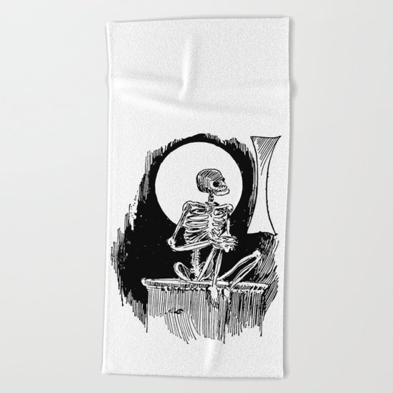 Skeleton waiting Beach Towel