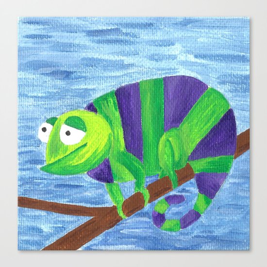 Green and Violet Chameleon Canvas Print