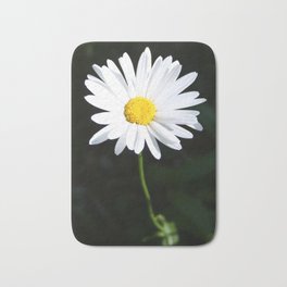 Sunlit Shasta Daisy Bath Mat | Yellow, Green, Black, Digital, Floral, Color, White, Photo, Daisy, Flower 