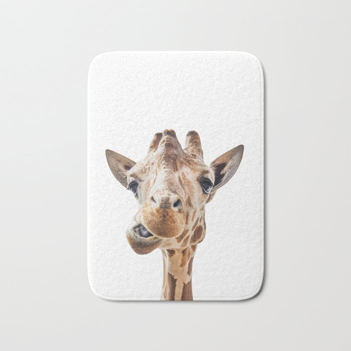 Funny Giraffe Portrait Art Print, Cute Animals, Safari Animal Nursery, Kids Room Poster Bath Mat