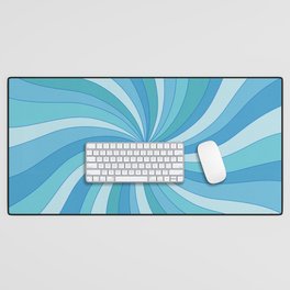 Blue Sunburst Retro Abstract Desk Mat