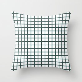 Grid (Jungle Green & White Pattern) Throw Pillow