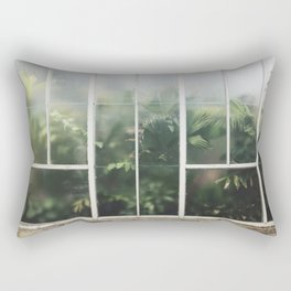 Hot House Window with Jungle of Palms Photograph Rectangular Pillow