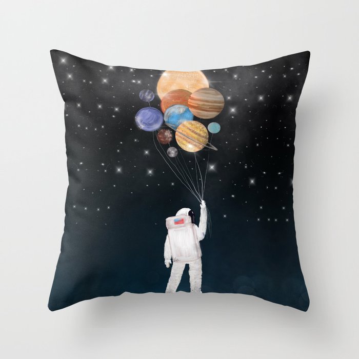 balloon universe Throw Pillow