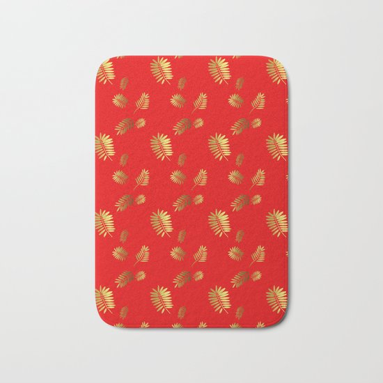 Tropical Pattern Red Bath Mat
