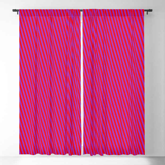 Dark Orchid and Red Colored Striped Pattern Blackout Curtain