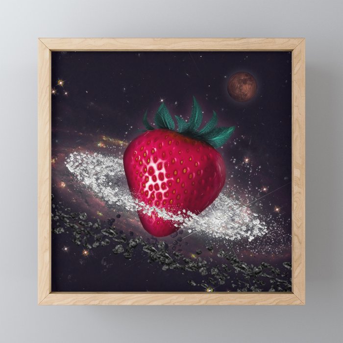 Space Strawberry + Sugar Rings and Chocolate Moon Framed Mini Art Print
