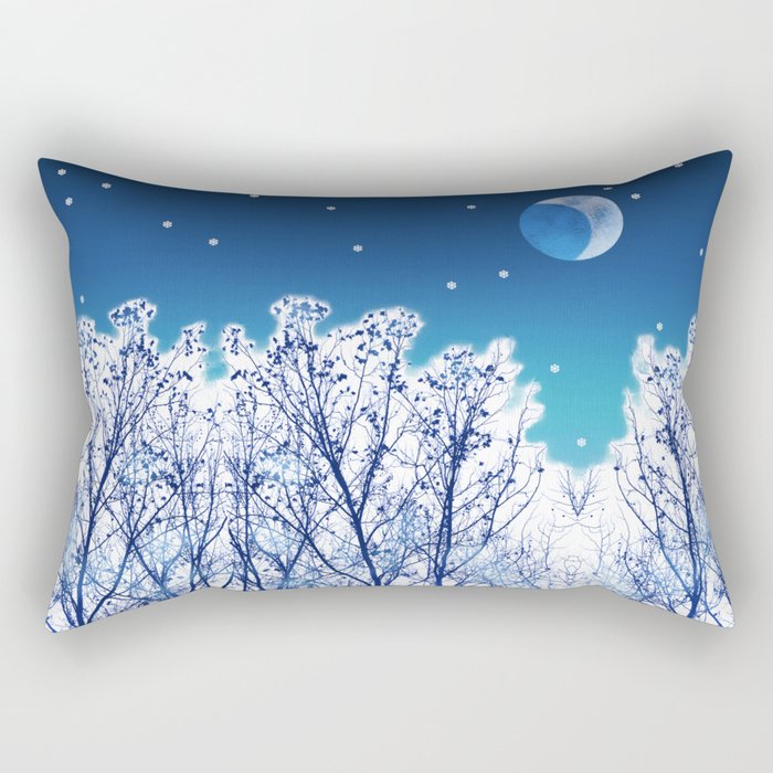 White Woods Snow Rectangular Pillow