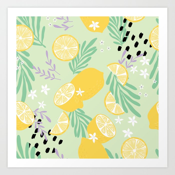 Lemon Pattern 04 Art Print