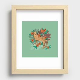 Cheetah in the flowers two Recessed Framed Print