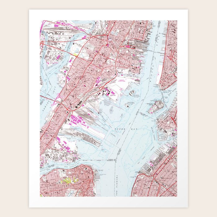 Vintage Map of Jersey City NJ (1967) Art Print by BravuraMedia Society6