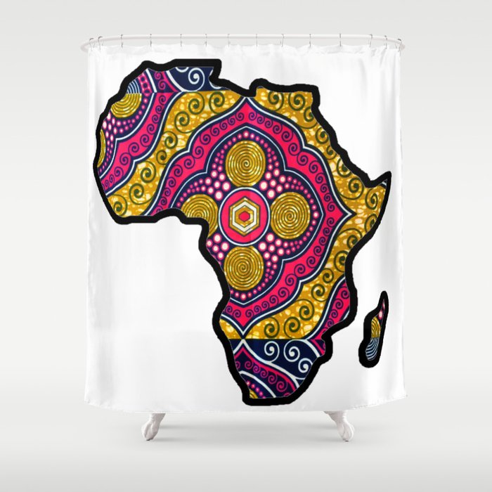 Pink Purple Africa Map Shower Curtain
