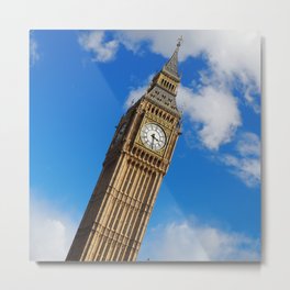 Great Britain Photography - Big Ben Under The Blue Slightly Clouded Sky Metal Print