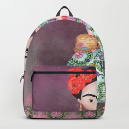 Frida Kahlo Mexican Art Pink Portrait Backpack