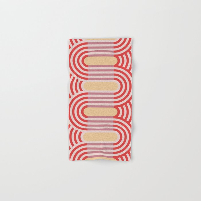 Retro Waves Red Hand & Bath Towel