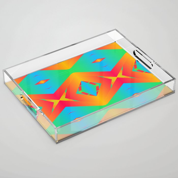 Orange and Green Pattern Acrylic Tray