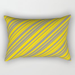 [ Thumbnail: Gray & Yellow Colored Lined Pattern Rectangular Pillow ]