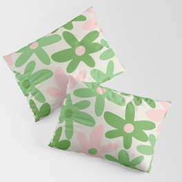 Flower Market Valencia Cute Retro Modern Floral Lime Green and Light Pink Pillow Sham