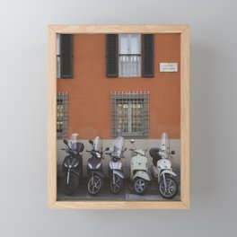 Vespas at the Orange Wall  |  Travel Photography Framed Mini Art Print