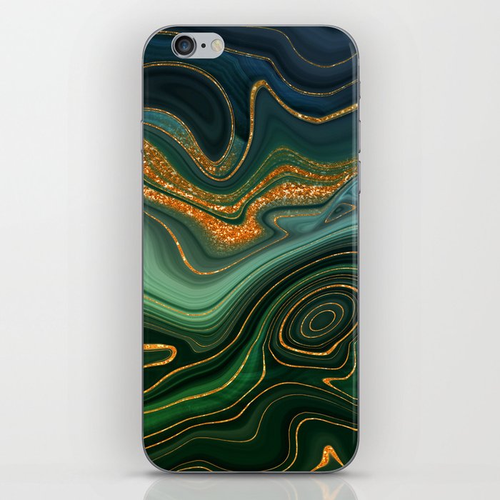 Emerald Gold And Teal Marble Dance iPhone Skin