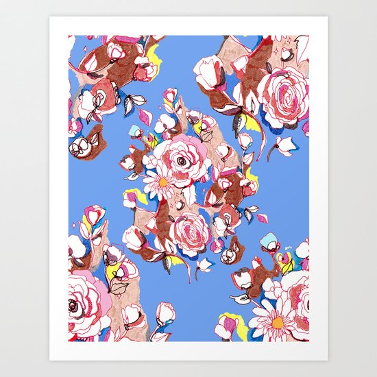 Blue Textile Art Print