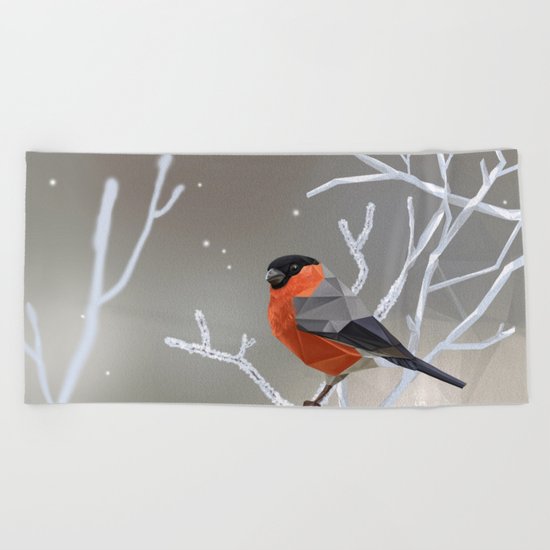 Safe transitions! // (polygonal bull-finch) Beach Towel