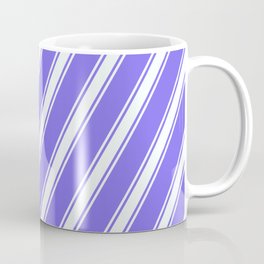 [ Thumbnail: Medium Slate Blue & Mint Cream Colored Lined Pattern Coffee Mug ]