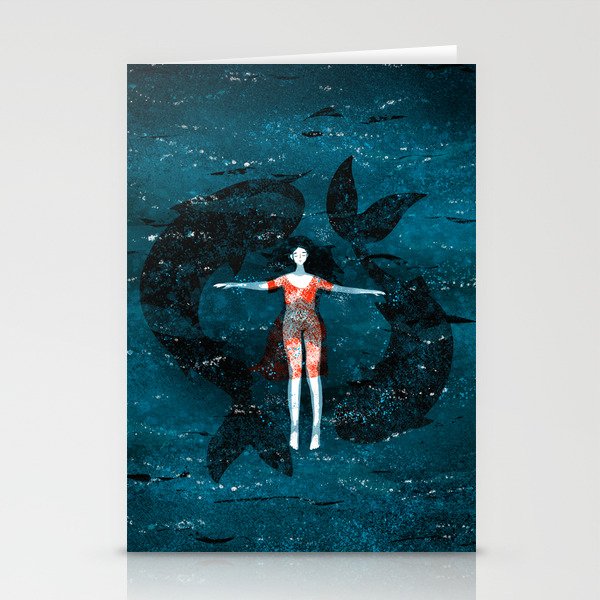 Pisces. Deep ocean. Stationery Cards