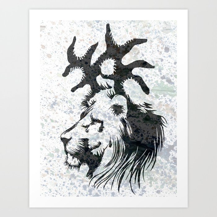 Deer Head Splatter print Art Print