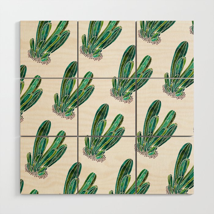 Cactus Cluster – Emerald Wood Wall Art