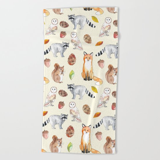 Woodland Critters Beach Towel