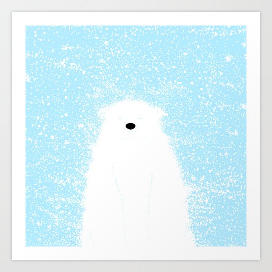 Its A Polar Bear Blinking In A Blizzard - Blue Art Print