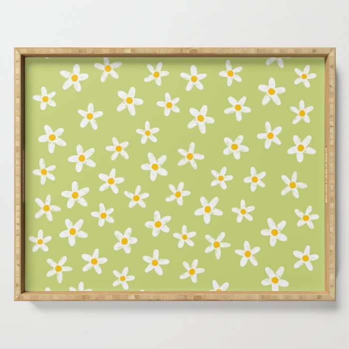 Green Daisies Serving Tray
