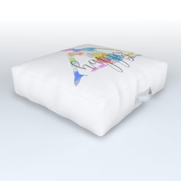  yoga pose rainbow watercolor splash Outdoor Floor Cushion