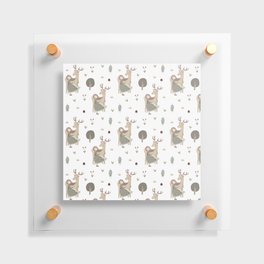 Deer and Girl off white Floating Acrylic Print