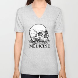 Skull on Pills V Neck T Shirt