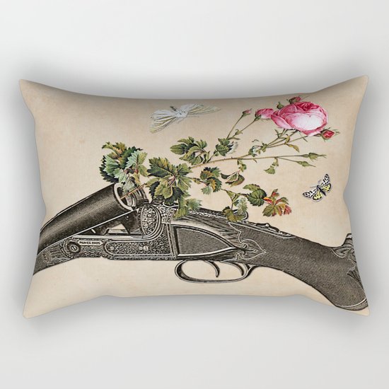One Gun, One Rose, Two Moths Rectangular Pillow