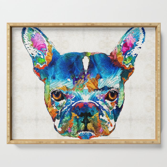 Colorful French Bulldog Dog Art By Sharon Cummings Serving Tray