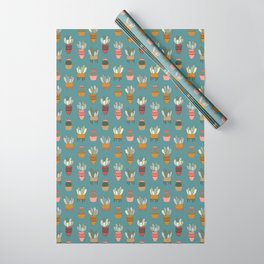 Cacti & Planters in Turquoise Wrapping Paper