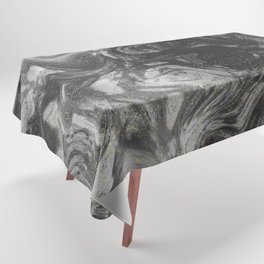 Gray White Acrylic Pour Marble Marbleized Faux Gold Flex Tablecloth