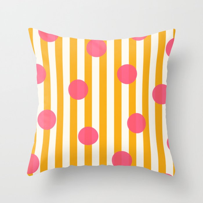 Stripes and Dots orange Throw Pillow