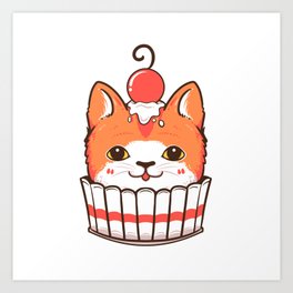 Cup cake cat Art Print