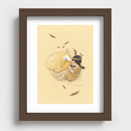 Cat and Fox Sleeping Recessed Framed Print