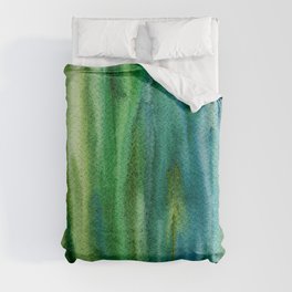 Blue-Green Woodgrain Abstract Duvet Cover
