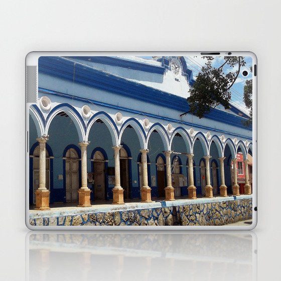 Mexico Photography - Blue Beautiful Palace By The Street Laptop & iPad Skin